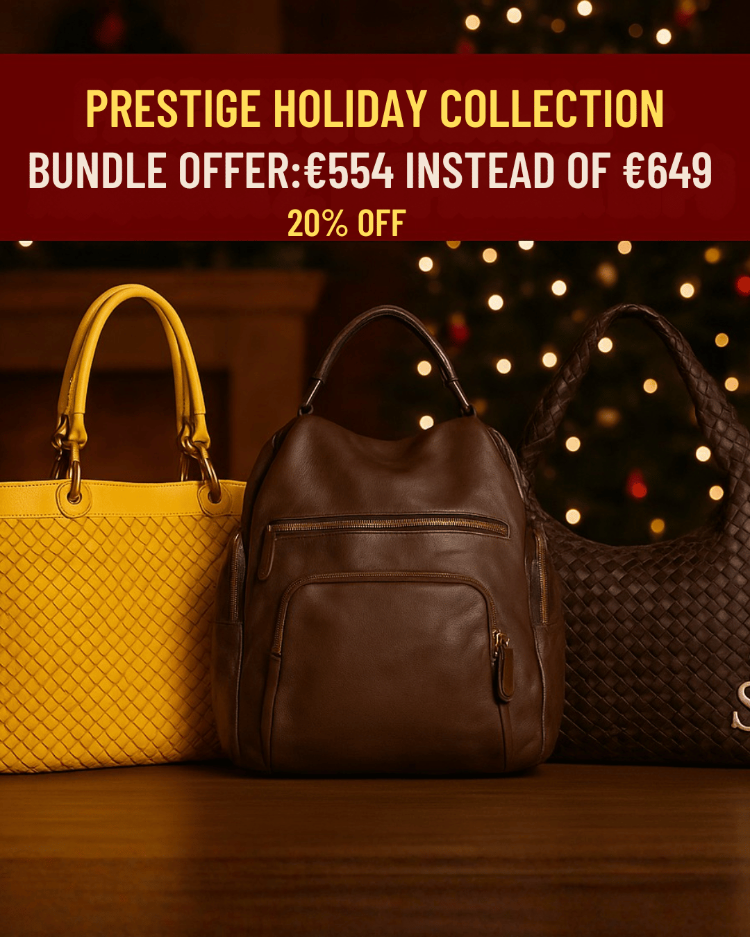 Prestige Holiday Collection – Trio di Borse in Vera Pelle