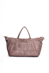 Borsa duffel La Verona Grande in pelle cipria, vista frontale, borse tote