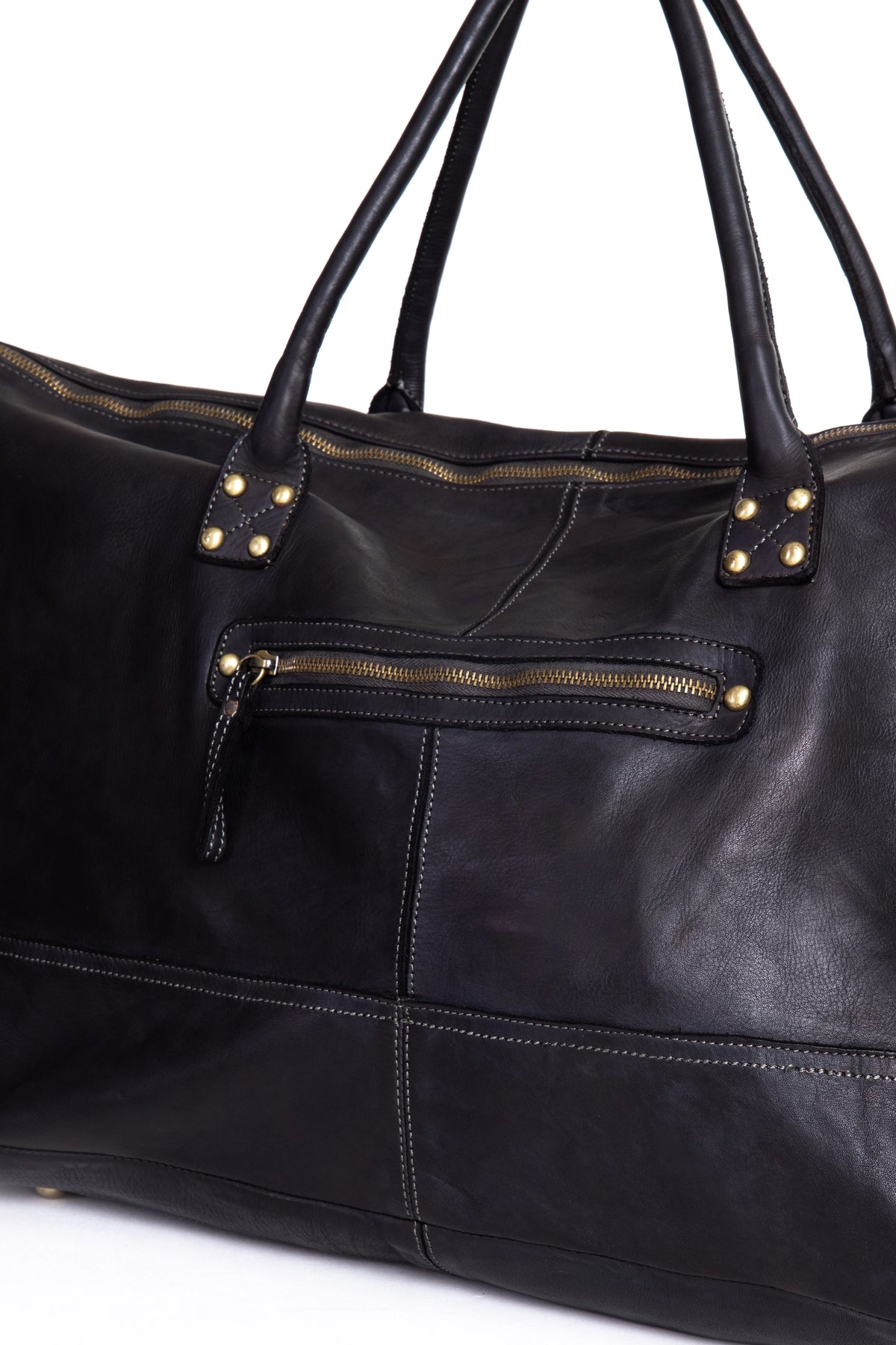 Borsa duffel La Verona Grande in pelle nera, vista laterale - borse tote