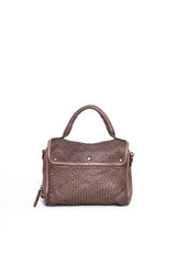 Borsa a mano in pelle intrecciata colore brownvista posteriore