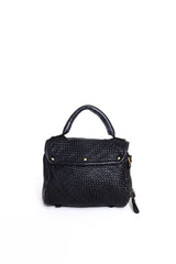 Borsa a mano in pelle intrecciata colore nero vista posteriore