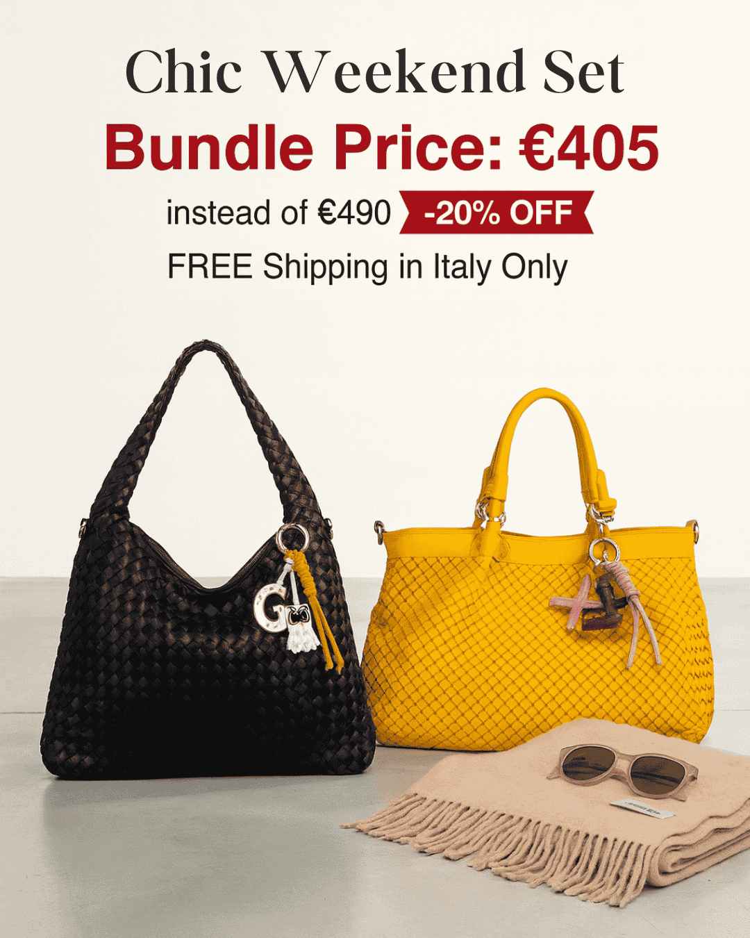 Chic Weekend Set – Duo di Borse in Vera Pelle