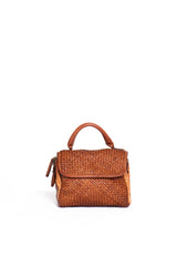 Florence Satchel Piccola cuoio in pelle intrecciata vista frontale