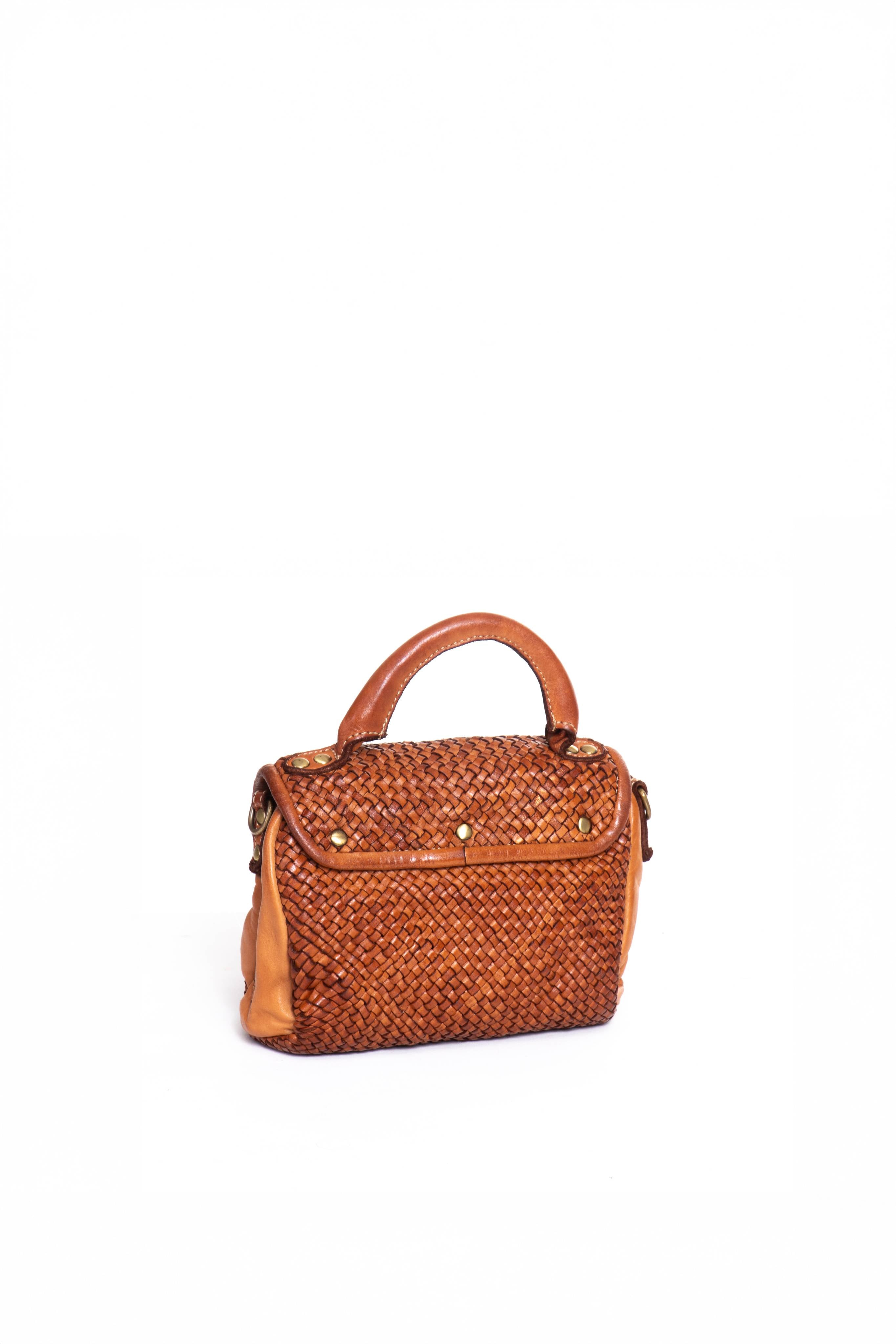 Florence Satchel Piccola cuoio in pelle intrecciata vista posteriore