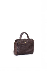 Florence Satchel Piccola marrone in pelle intrecciata vista posteriore