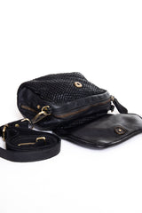 Florence Satchel Piccola nera aperta con zip e interno visibile