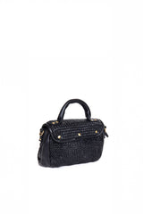 Florence Satchel Piccola nera in pelle intrecciata vista posteriore
