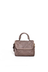 Florence Satchel Piccola verde in pelle intrecciata vista frontale