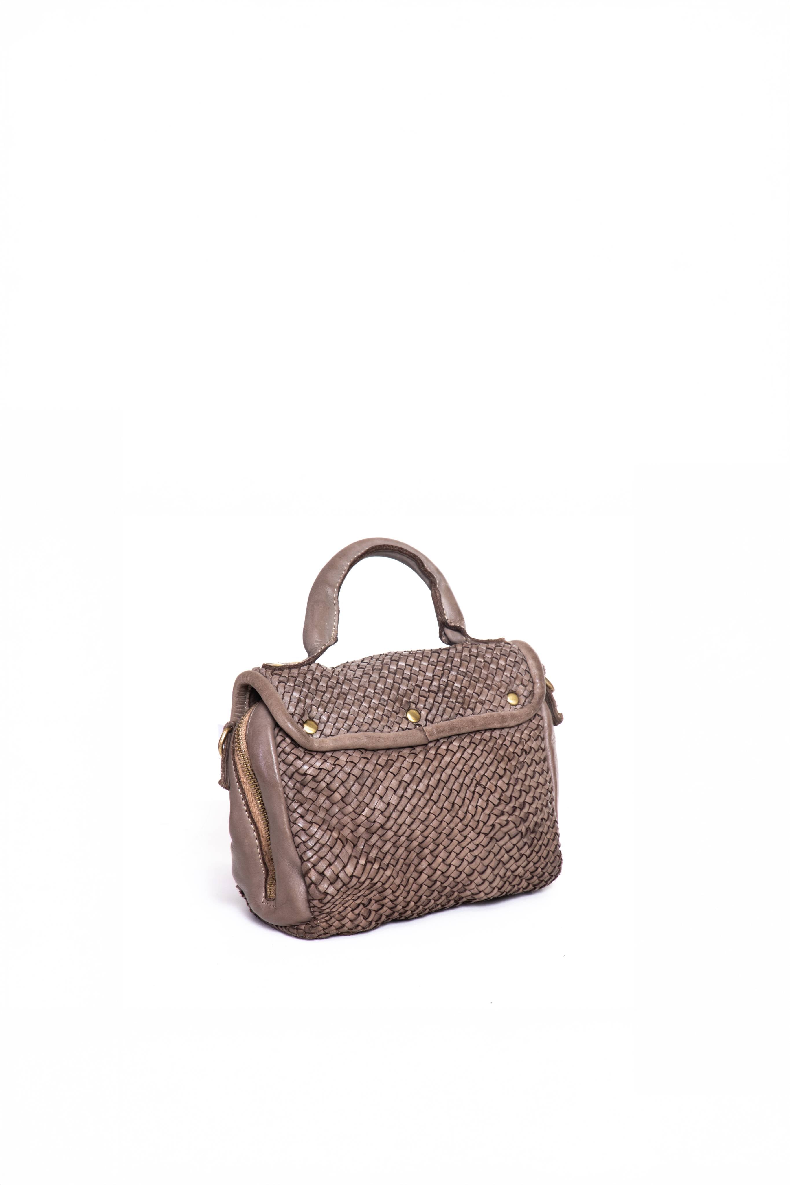 Florence Satchel Piccola verde in pelle intrecciata vista posteriore