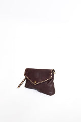 La Busta pochette donna in pelle marrone vista laterale