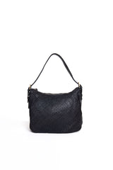 Borsa a tracolla donna intrecciata La Rosa color nero vista frontale