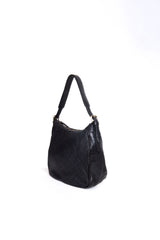 Borsa a tracolla donna intrecciata La Rosa color nero vista laterale